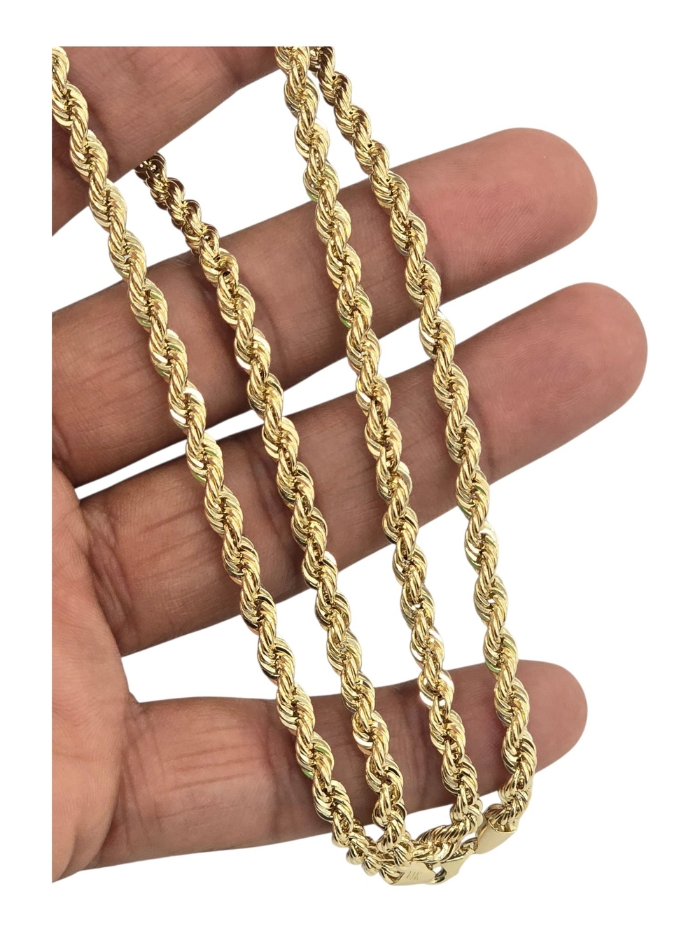14k Real Gold Rope Chain 5mm 22 Inches - Picture 6 of 11